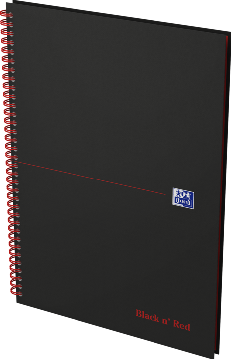 Actual product image Oxford Spiral book Black 'n Red (A4, Lined, Hardcover)