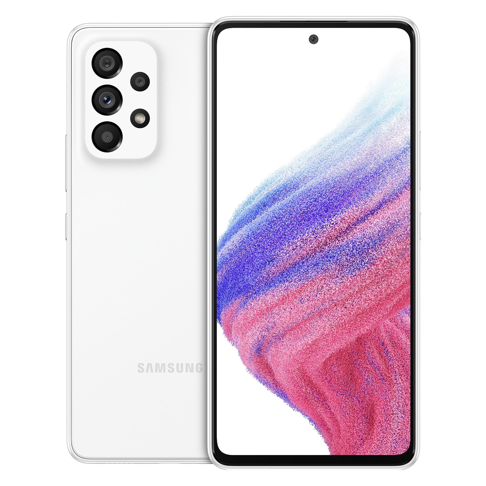 Samsung Galaxy A53 5G (128 GB, Awesome White, 6.50", Hybrid Dual SIM, 5G), Smartphone, Weiss