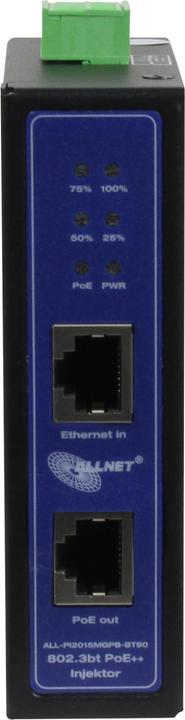 Actual product image Allnet PoE Injector Industrial MultiGigabit - PoE BT with Power Booster (15.4W/30W/90W) - DIN - ALLN (802.3af (PoE), 802.3at (PoE+), 802.3bt (PoE++), 90 W)