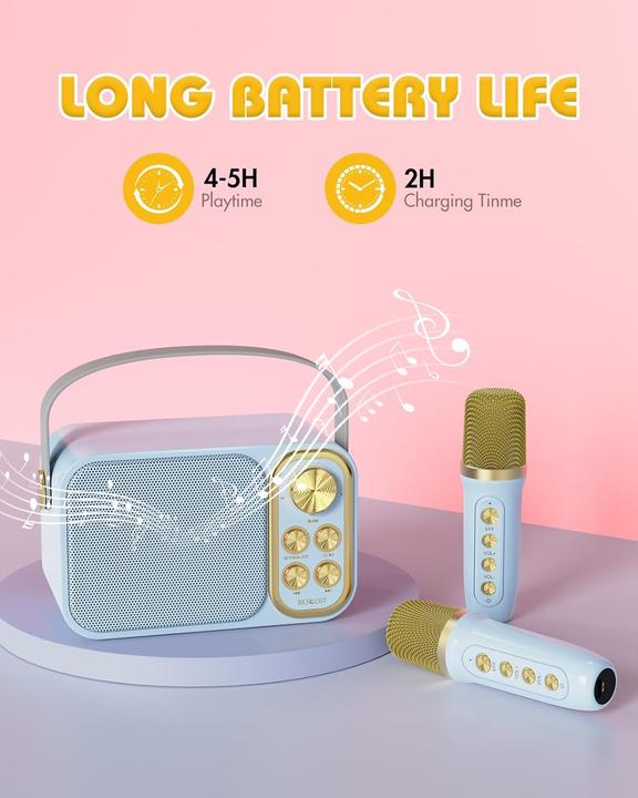 Actual product image Bescost Karaoke-Maschine mit 2 Mikrofonen und Stimmeffekten