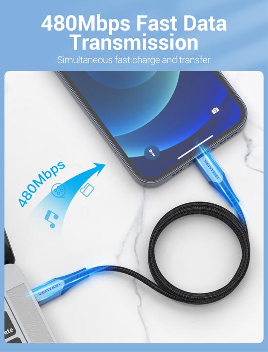 Image du produit Vention USB 2.0C vers Lightning 1.5M avec PD/MFi (1.50 m, USB 2.0)