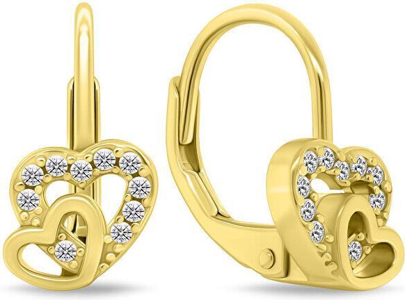 Produktbild Brilio Gold-plated earrings with zircons Double heart EA1275Y (Messing)