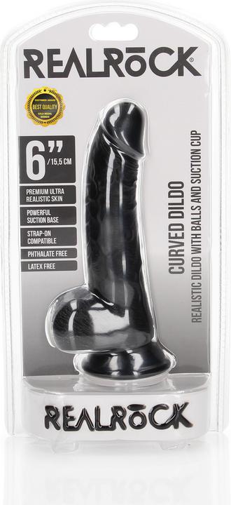 Productafbeelding RealRock Gebogen realistische dildo met ballen en zuignap - 6"/ 15,5 cm