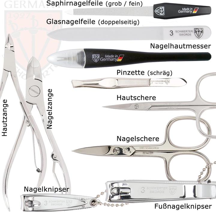 Produktbild Kellermann Manikuereset Nagelset Livorno Schwarz Echt Leder