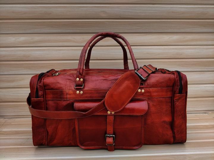 Produktbild Only-Bags.Store Leder Seesack, handgefertigte Leder Weekender, Turnbeutel, Urlaub Seesack, Leder Reisetasche