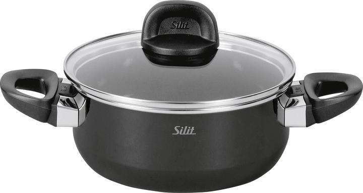Produktbild Silit Kochtopf Bratentopf Induktion 20cm Glasdeckel 2,4l Modesto Line Silargan schwarz (20 cm, Kochtopf, Edelstahl)