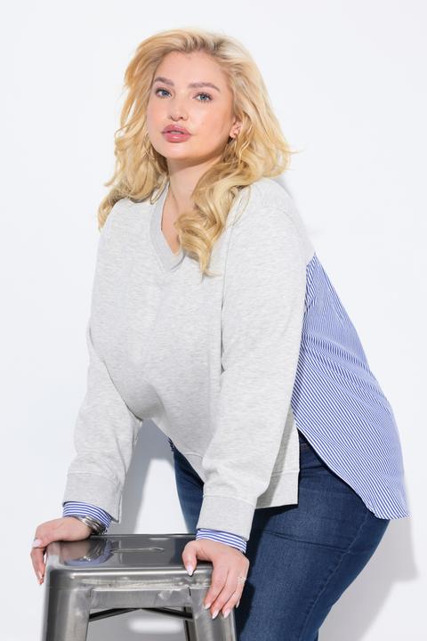 Produktbild Ulla Popken 2-in-1-Sweatshirt, V-Ausschnitt, Langarm (42, 44)
