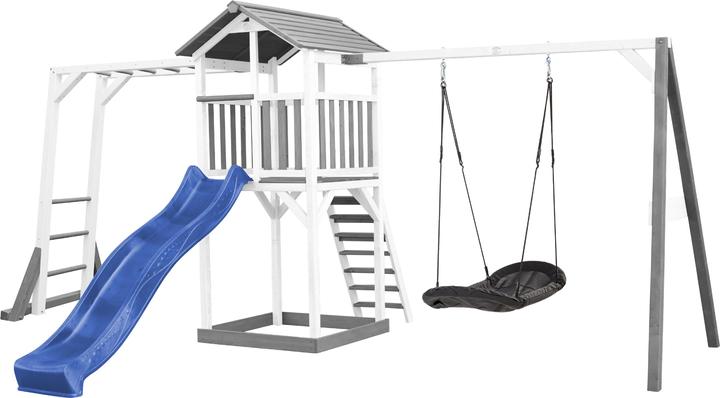 Image du produit Axi Beach Tower Tour de jeux avec portique d'escalade et balançoire nid d'oiseau Roxy - Toboggan bleu