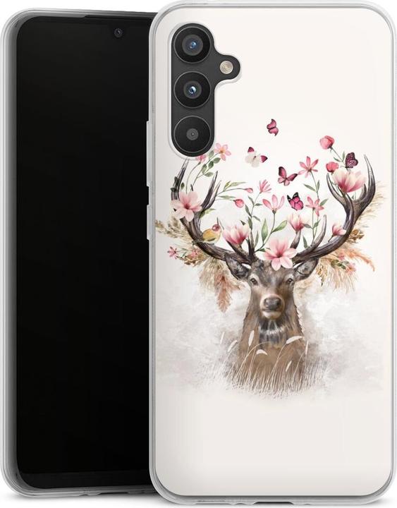 Actual product image DeinDesign Silikon Hülle für Samsung Galaxy A34 5G Handyhülle Case Smartphone Schutzhülle Blumen Hirsch Tiere (Samsung Galaxy A34 5G)