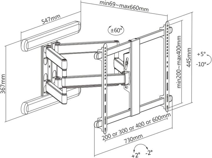 Immagine prodotto Roline Premium TV-Wandhalterung (Muro, 80", 70 kg)
