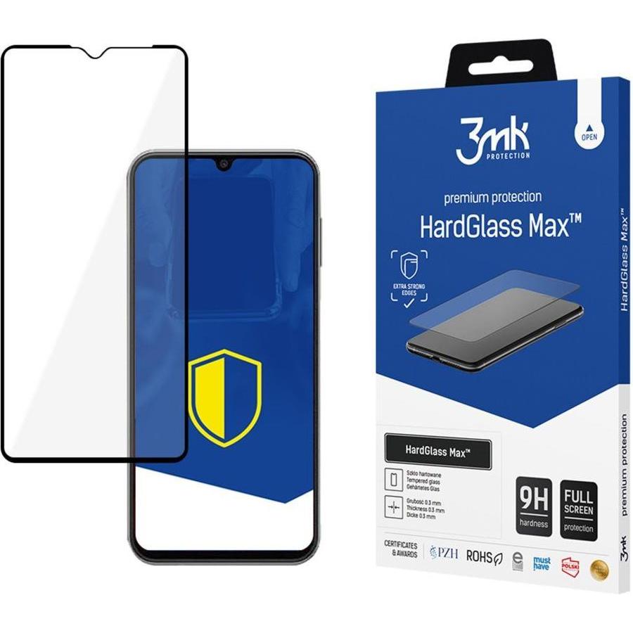 3MK Samsung Galaxy A14 4G/5G - HardGlass Max Black (Samsung Galaxy A14, Samsung Galaxy A14 5G), Pellicola protettiva smartphone, Nero