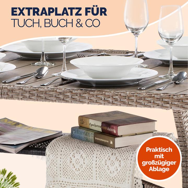 Produktbild Casaria Polyrattan Gartentisch WPC (190 x 90 x 75 cm)