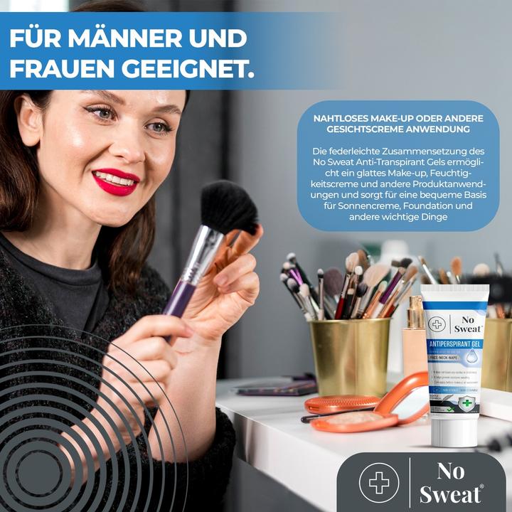 Produktbild No Sweat 2 Stück Antitranspirant Gel 50ml - Stark gegen Schwitzen im Gesicht, Hals, Nacken (Spray, 50 ml)
