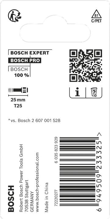 Produktbild Bosch Professional Zubehör PRO Torx Impact Bit, T25, 25 mm, 2-tlg. (T25)