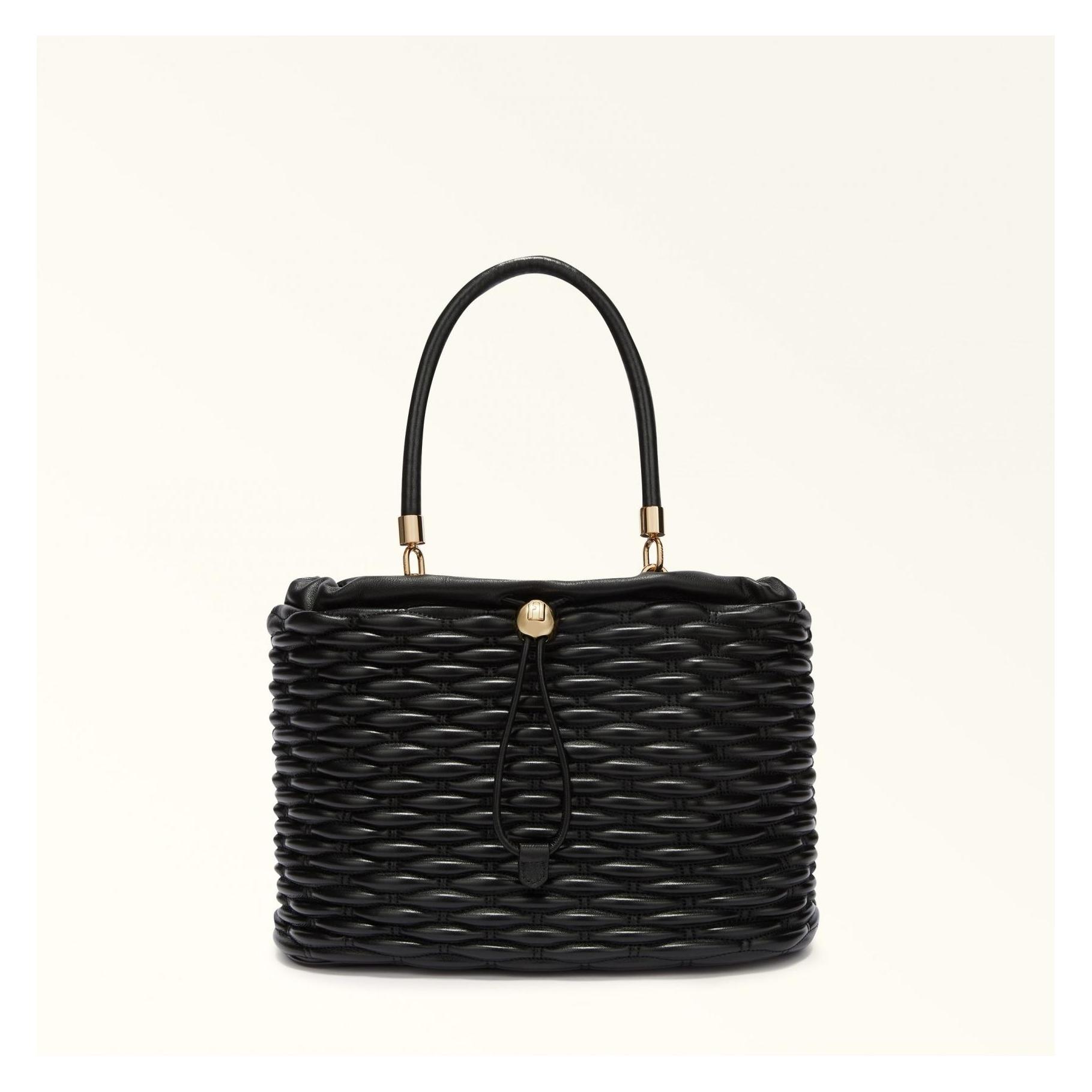 Furla, Handtasche, Nido M Shoulder Bag In Quilted Leather Color Black, Schwarz