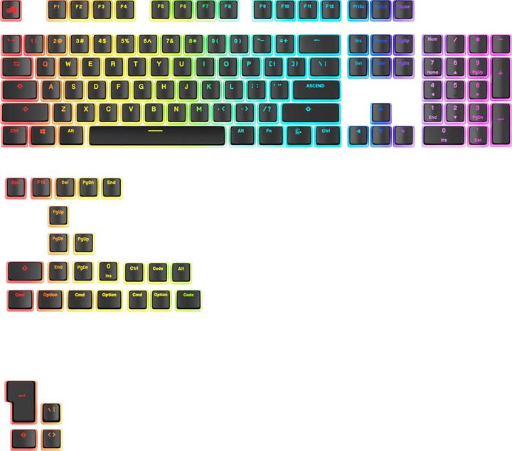 Produktbild Glorious Aura V3 Keycaps, ANSI Layout (US), PBT, Doubleshot - Schwarz