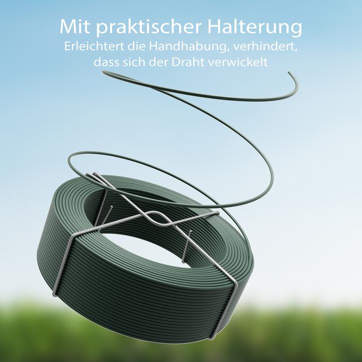 Produktbild Wiltec Gartendraht grün Ø2mm Bindedraht 50m Stahl verzinkt PVC Pflanzendraht (50 m)