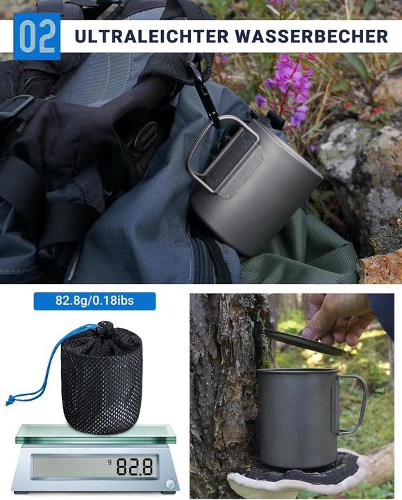 Actual product image Cook'n'Escape Camping Tasse mit Deckel und faltbarem Griff