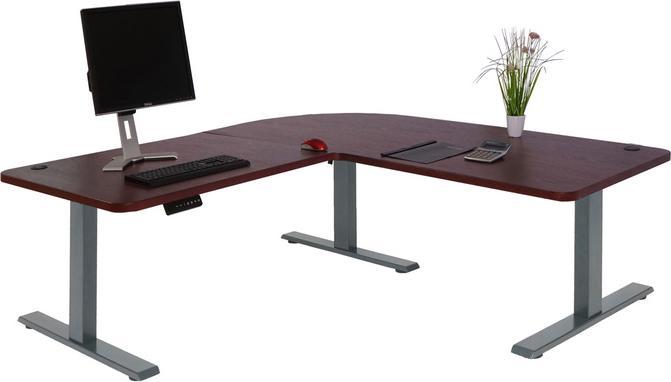 Actual product image Swisshandel24 Corner desk, computer desk, electrically height-adjustable 178x178cm 84kg Cherry decor, anthracite (178 x 180 x 56 cm)