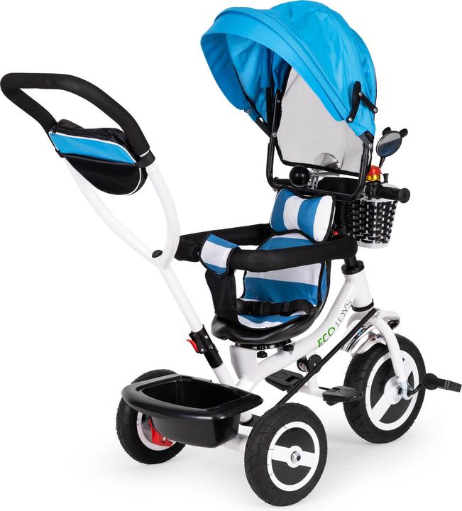 Actual product image EcoToys Tricycle with roof and guide bar blue