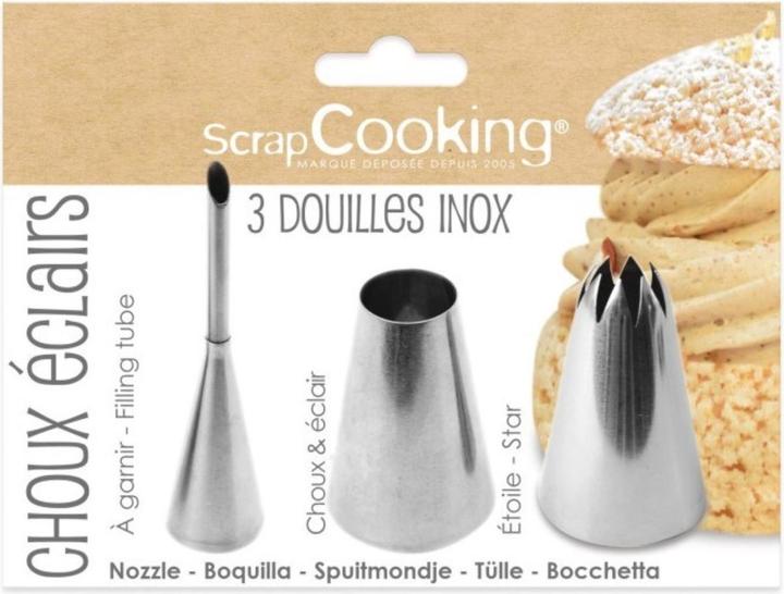 Produktbild ScrapCooking 3er Set Edelstahltüllen Éclairs (Spritztüllen)