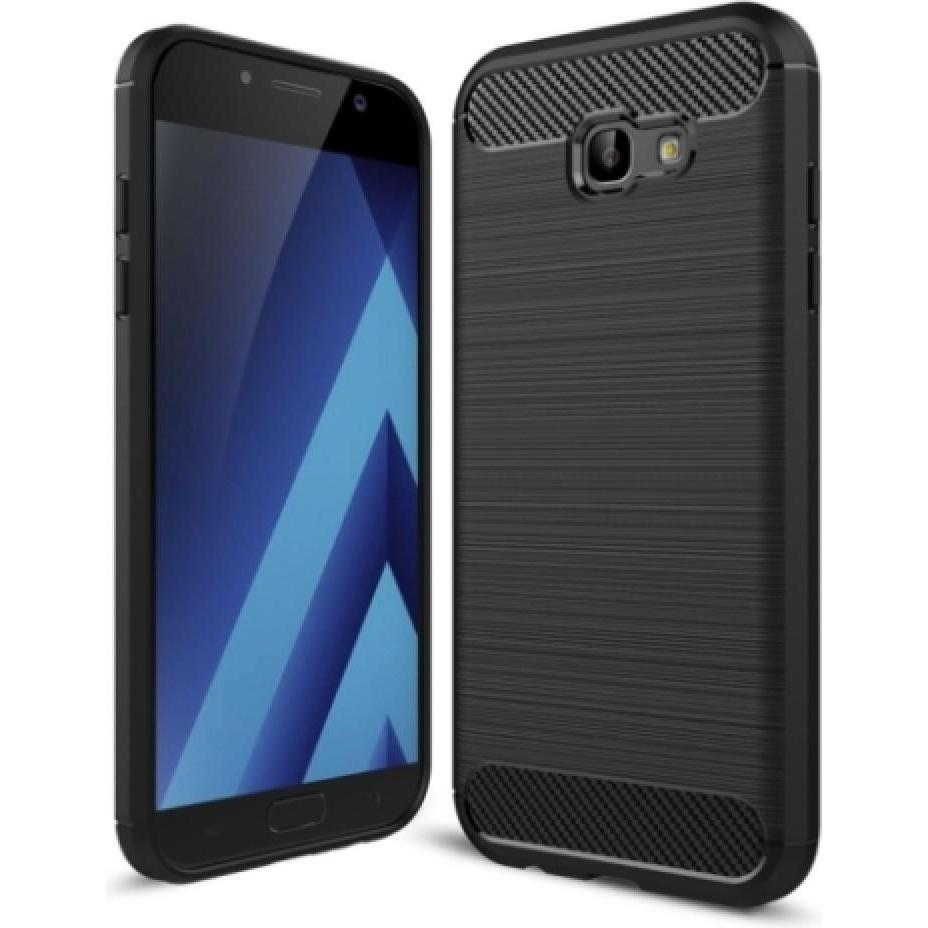 Screenguard Samsung Galaxy A7 2017 Hülle Carbon Brushed Soft TPU (Samsung Galaxy A7 (2017)), Smartphone Hülle, Schwarz