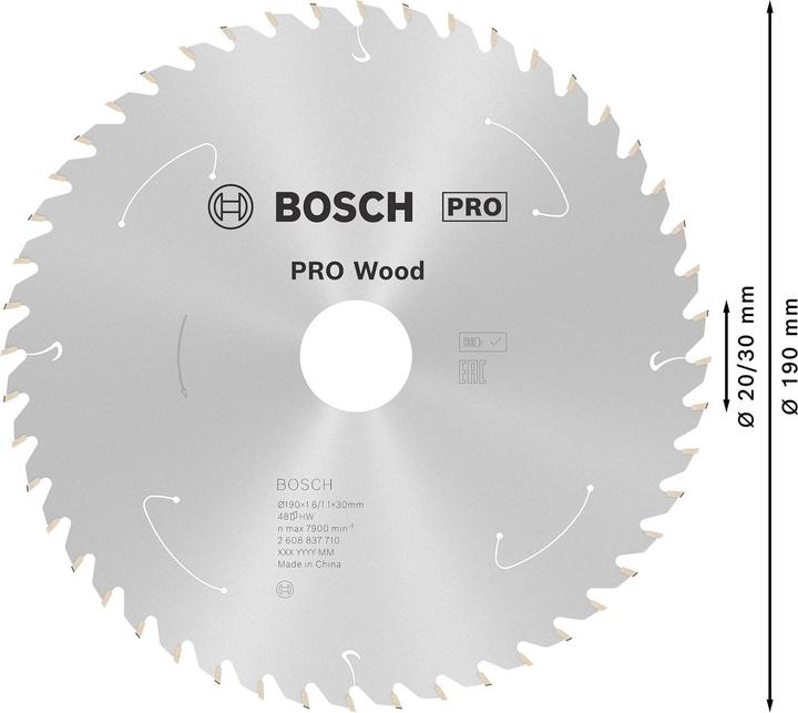 Actual product image Bosch Professional Zubehör PRO Wood cordless circular saw blade, 190 x 1.6 x 30 mm