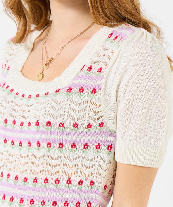 Produktbild Joe Browns Floral Stripe Square Neck Short Sleeve Jumper (46)