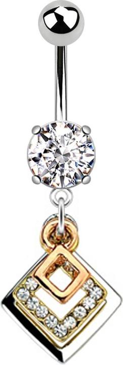 Produktbild Star Piercing Banane silber mit Anhänger drei vierecken (Chirurgenstahl 316L, ohne Messing)