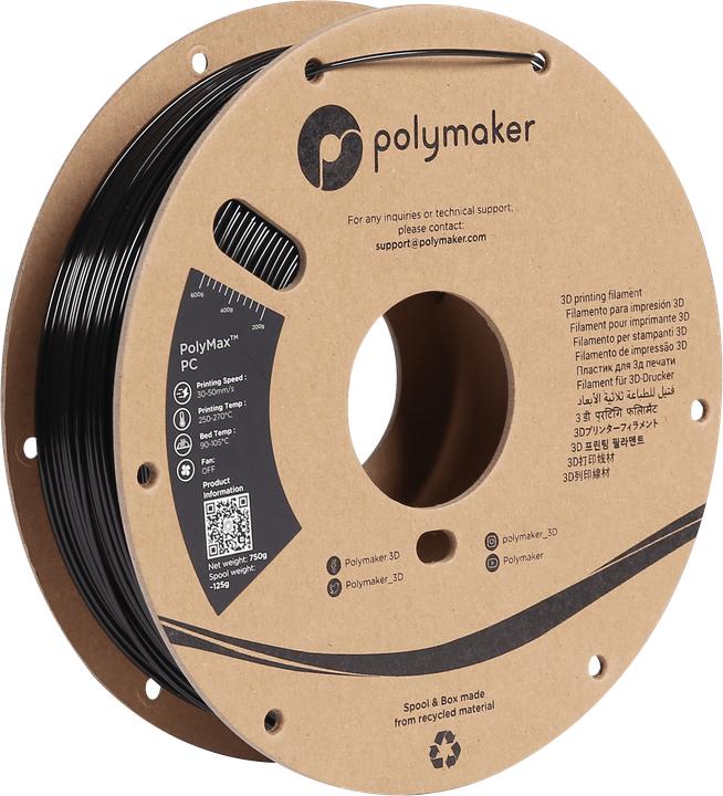 Actual product image Polymaker PC02003 Polymax Tough Filament PC (Polycarbonate) high stiffness, hit (Carbon, 2.85 mm, 750 g, Black)