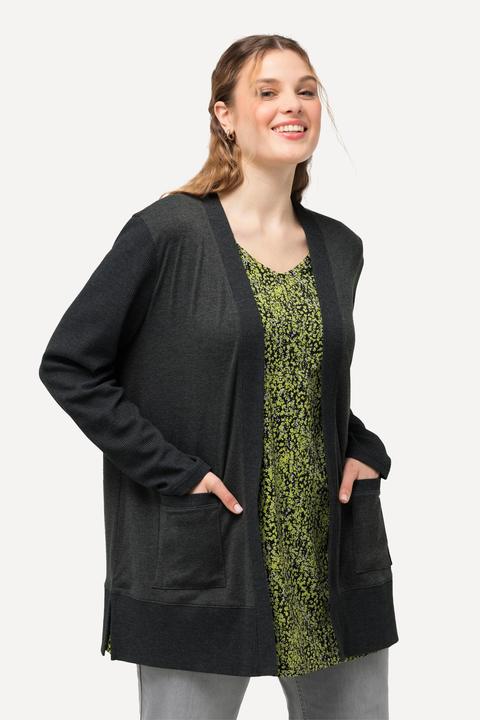 Produktbild Ulla Popken Sweatjacke, Waffelstruktur, offene Form, Langarm (58)