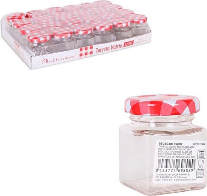 Actual product image BigBuy Set of 10 60ml PRESERVING JARS JAM JAR GLASS DICE ECKIG (10 pcs., 0.06 l)