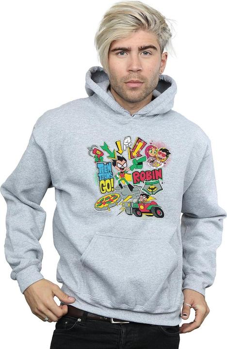 Image du produit - Sweat à capuche TEEN TITANS GO ROBIN MONTAGE - Homme (3XL)