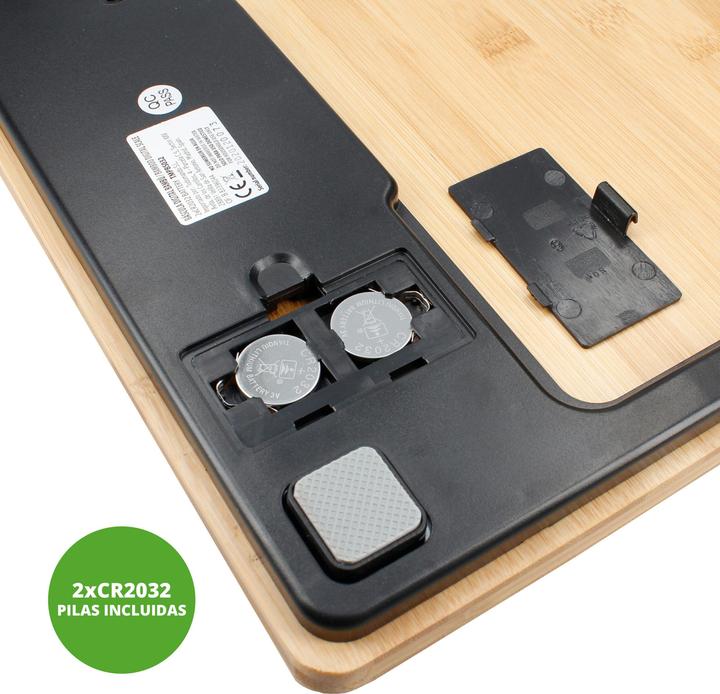 Actual product image TM Electron Bamboo Digital Bathroom Scale Ultra Slim Design 22.5mm LCD Display 84x41mm High Precision Sensors (180 kg)
