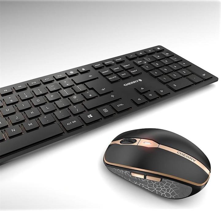 Produktbild CHERRY DW 9100 SLIM Tastatur RF Wireless + Bluetooth QWERTY Englisch Schwarz (Eng. Int., Kabellos)