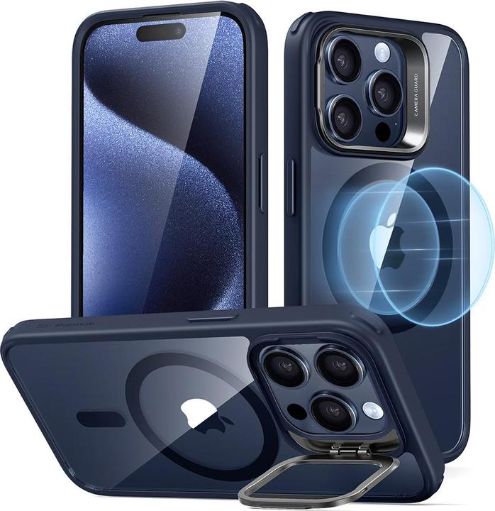 Actual product image ESR - Classic Hybrid HaloLock Kickstand - iPhone 15 Pro - Clear Dark Blue (Apple iPhone 15 Pro)
