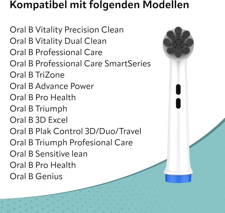 Actual product image Ora-Care Replacement brushes with activated carbon compatible with Oral-B 8-pack (8 x)