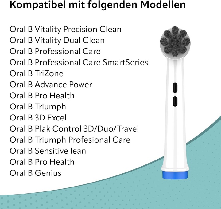 Actual product image Ora-Care Replacement brushes with activated carbon compatible with Oral-B 8-pack (8 x)