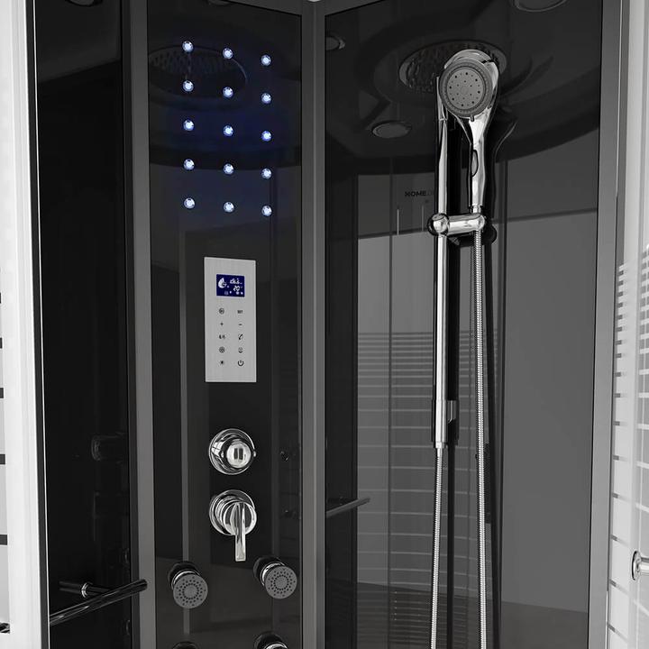 Actual product image Home Deluxe Steam shower with waterfall MANTA BLACK L steam sauna, 100x100x220cm