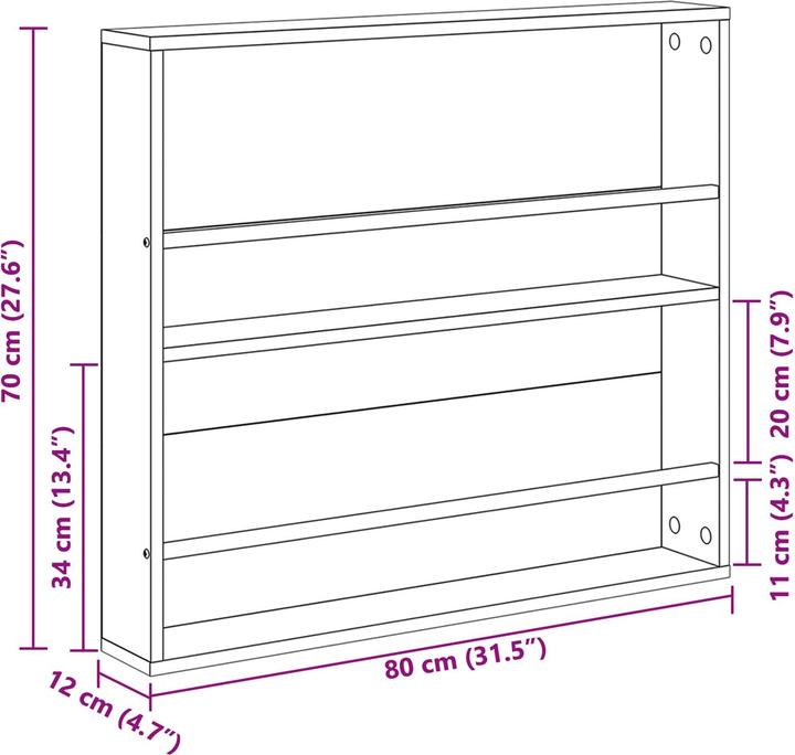 Actual product image vidaXL Magazinregal (12 x 12 x 70 cm)