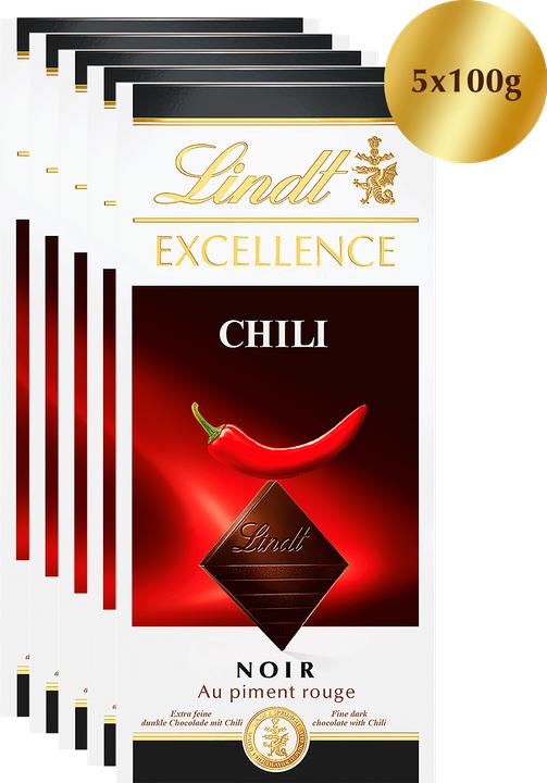 Image du produit Lindt Excellence Tablette de chocolat noir au chili Multipack (500 g)