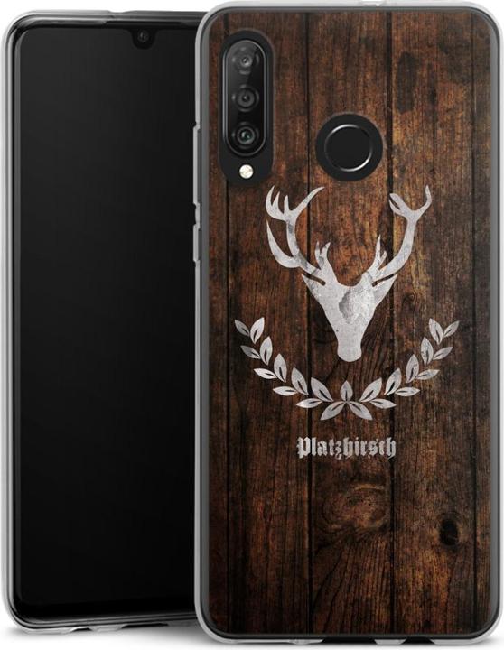 Produktbild DeinDesign Silikon Hülle für Huawei P30 Lite Handyhülle Case Smartphone Schutzhülle Hirsch Holz Holzoptik (Huawei P30 Lite)