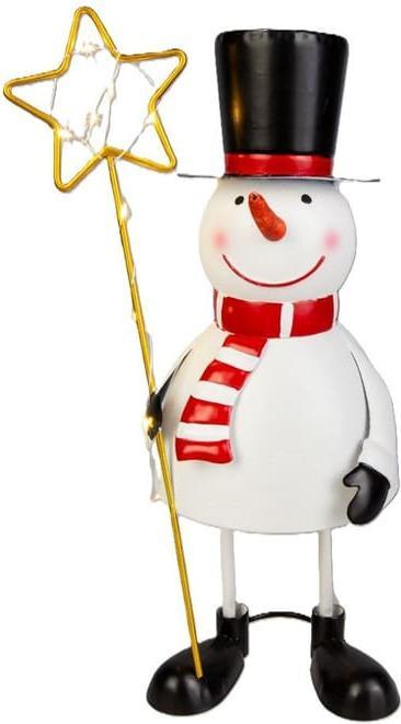 MICA Living Schneemann mit LED Stern - ca. 15 x 12,5 x 31 cm
