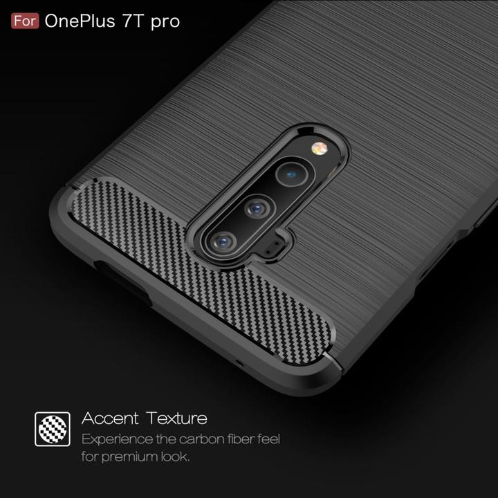 Produktbild König Design Hülle Handy Schutz für OnePlus 7T Pro Case Cover Bumper Carbon Optik Schwarz (OnePlus 7T Pro)