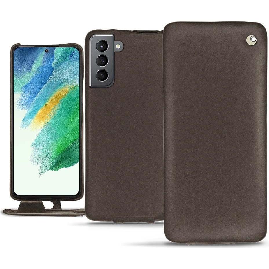 Noreve Lederschutzhülle vertikal (Samsung Galaxy S21 FE), Smartphone Hülle, Grau