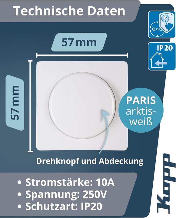 Image du produit Kopp Couverture pour variateur de pression Paris blanc arctique 333702185