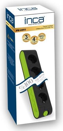 Inca Socket strip IPW-44SY3 5 sockets, LED Anz. Black 3.0m (4x, 3 m)
