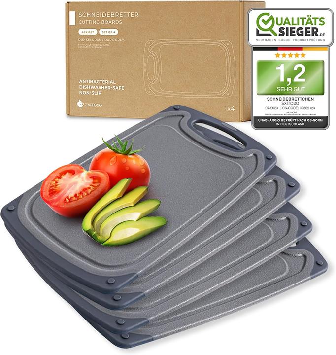Produktbild Exitoso 4-teiliges Frühstücksbrettchen-Set mit Saftrille