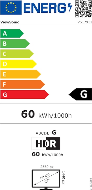Energy Label Viewsonic Elite XG270QC (2560 x 1440 pixels, 27")
