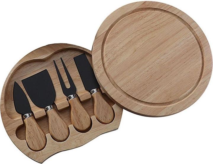 Actual product image 4-piece cheese board rotating cheese cutting board oak cheese board with cheese knife set